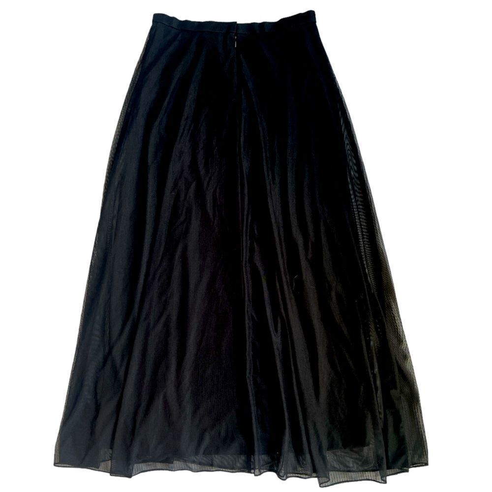 Xscape Women's Black Full Length Formal A Line Full Overlay Lined Skirt sz 12